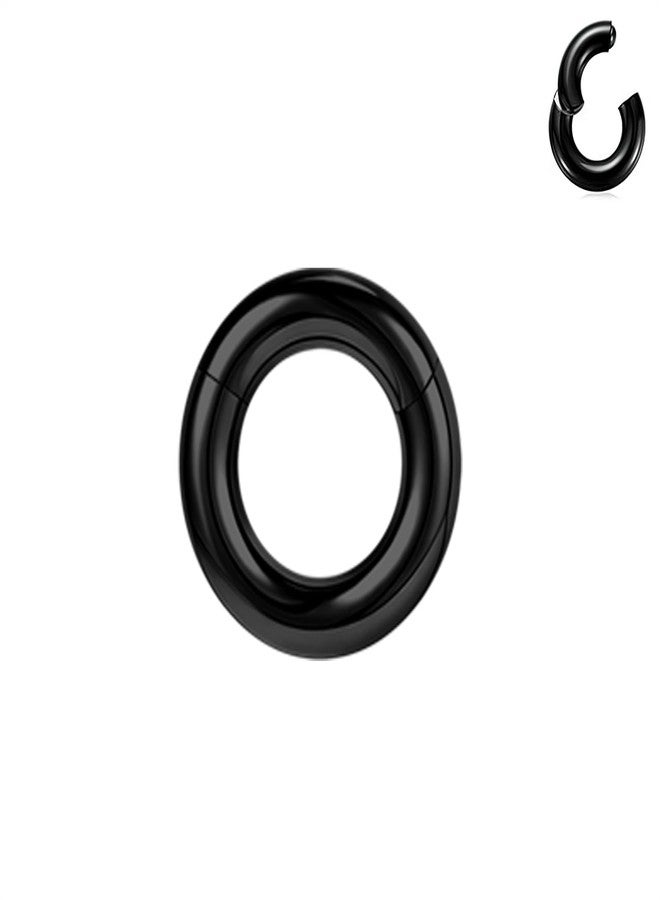 BodyAce Black Hinged Segment Clicker PA Rings, 2G 4G 6G 8G 10G 12G Large Spring Action BCR Rings, Surgical Steel Septum Nose Rings Ear Gauges Earrings Hoops [6G(4mm),Hoops:8mm] - Image 1